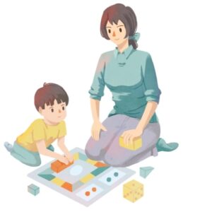 Mere qui utilise du materiel Montessori avec son enfant