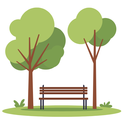 Banc vide entre les arbres