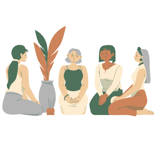 Personnes assises par terre