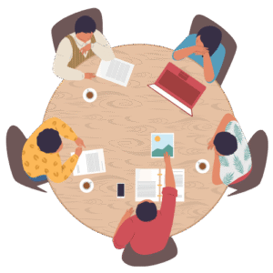 Personnes en formation autour d'une table