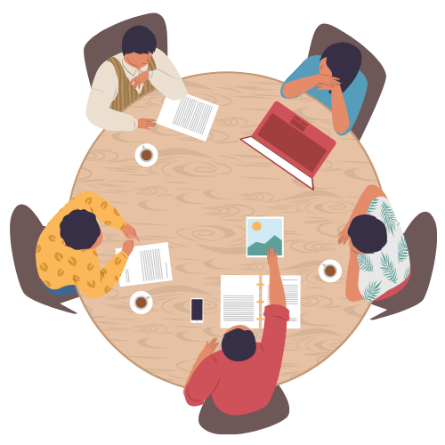 Personnes en formation autour d'une table